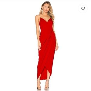 Shona Joy Cocktail Draped Dress in Tomato - US 4